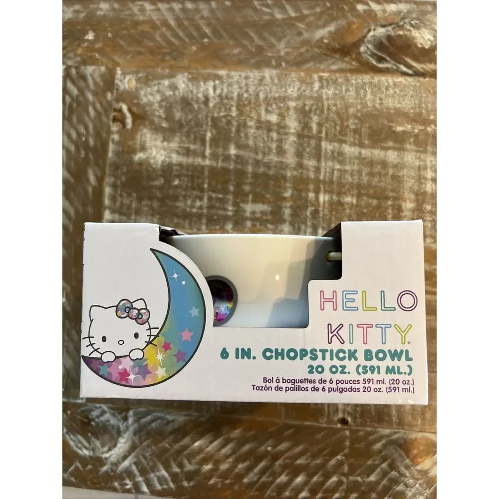 NEW Hello Kitty Ceramic Ramen Bowl 20‎ Oz With Chopsticks